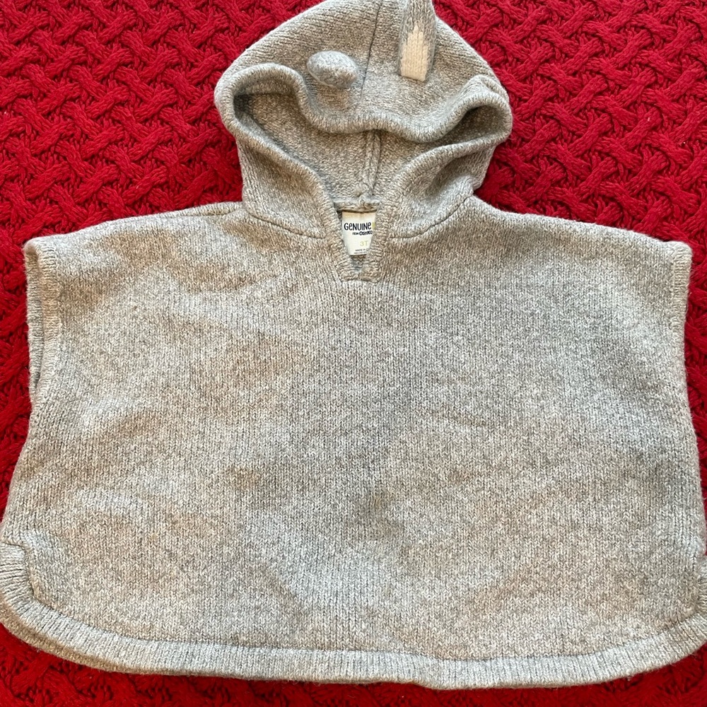 Gray bunny poncho for girls